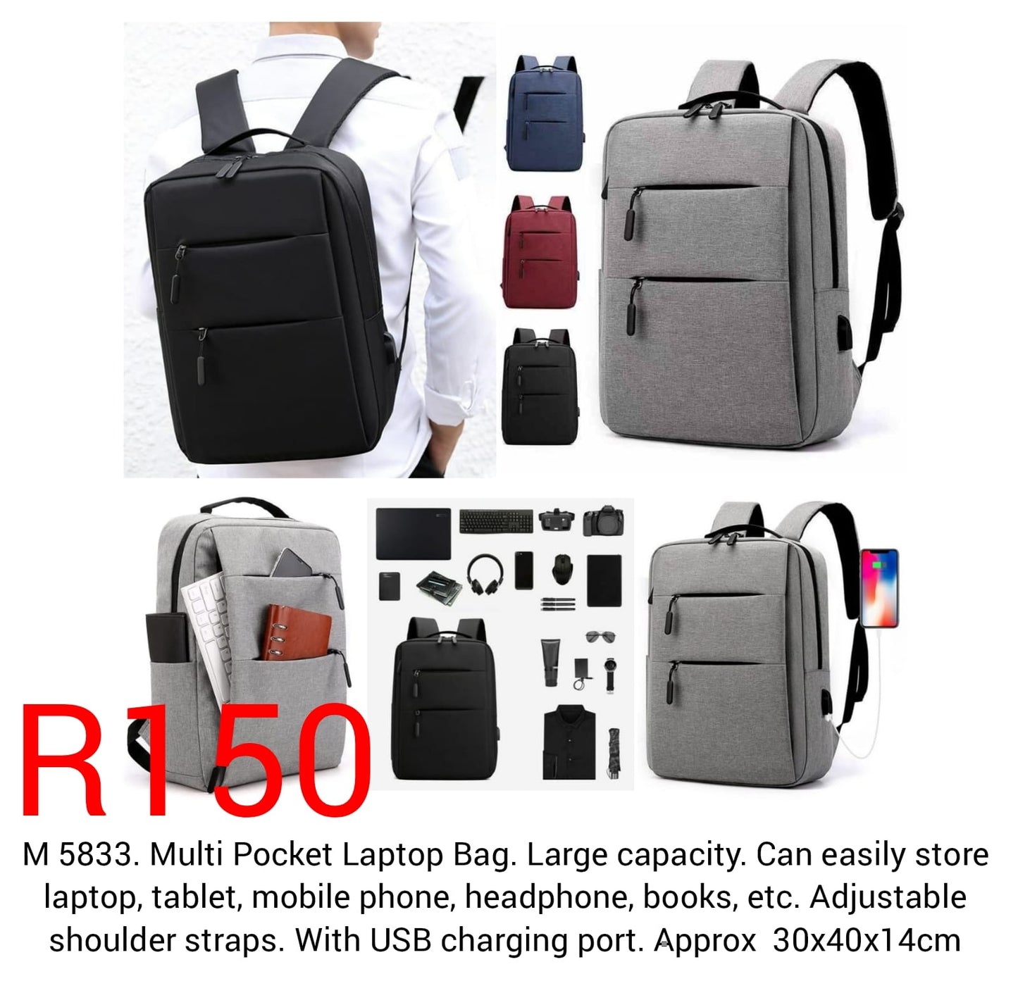 Multi Pocket Laptop Bag
